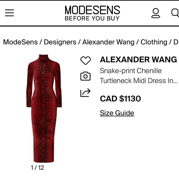ALEXANDER WANG Snake Print Chenille Bodycon Turtleneck Maxi Designer Dress - Picture 12 of 12